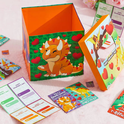 Dinosaur Valentine's Day Mailbox and Cards Set