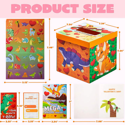 Dinosaur Valentine's Day Mailbox and Cards Set
