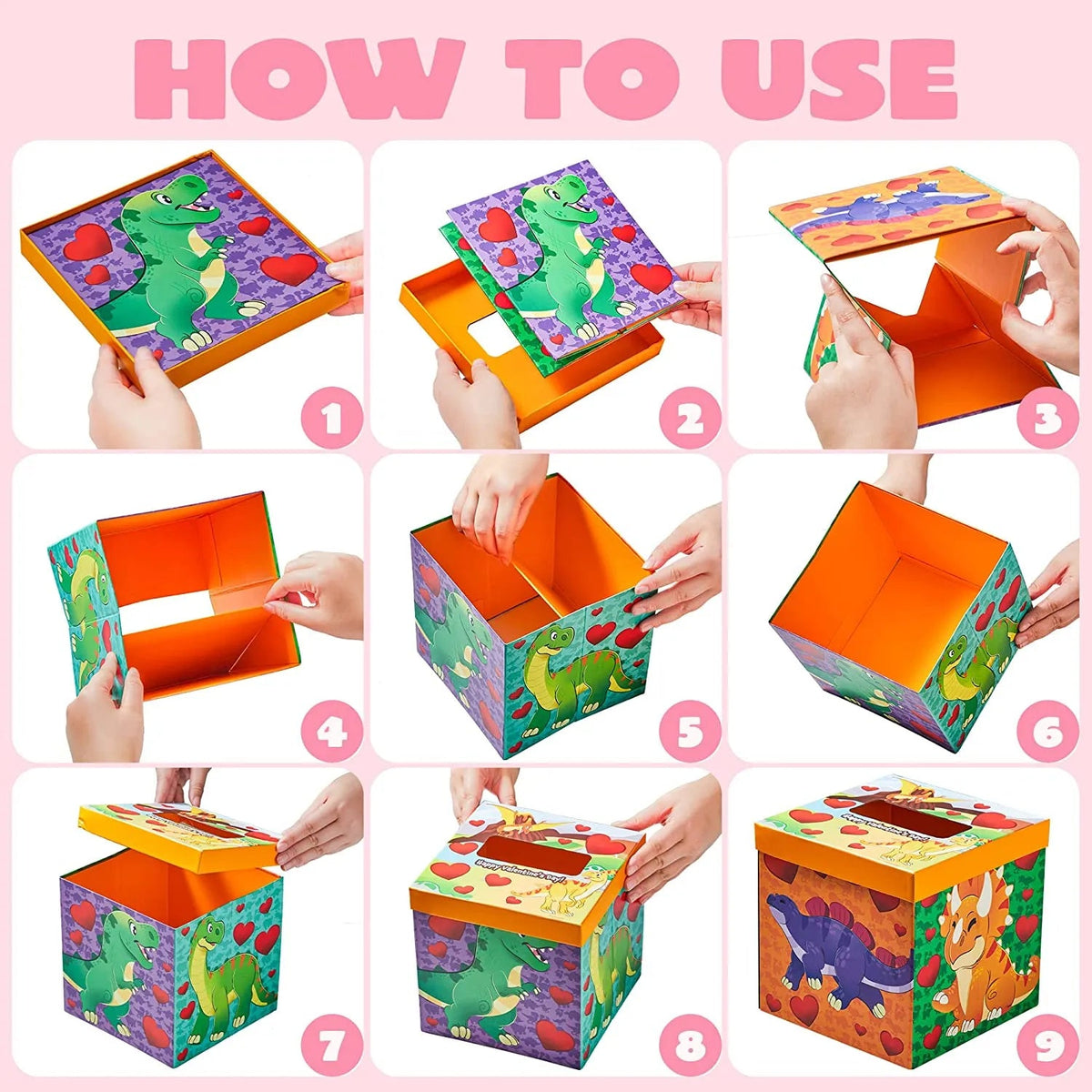 Dinosaur Valentine's Day Mailbox and Cards Set