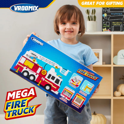 Extra Large Fire Truck Toy for Boys with 33-Inch Ladder, Gift for Ages 3+