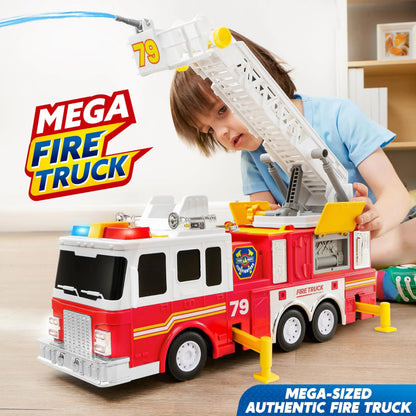 Extra Large Fire Truck Toy for Boys with 33-Inch Ladder, Gift for Ages 3+