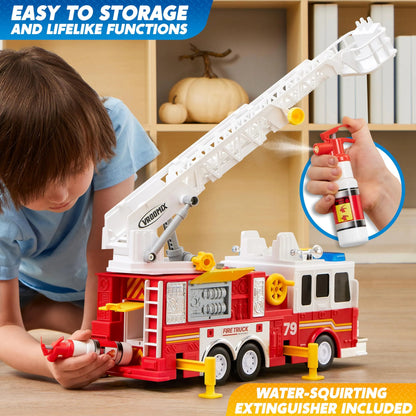 Extra Large Fire Truck Toy for Boys with 33-Inch Ladder, Gift for Ages 3+