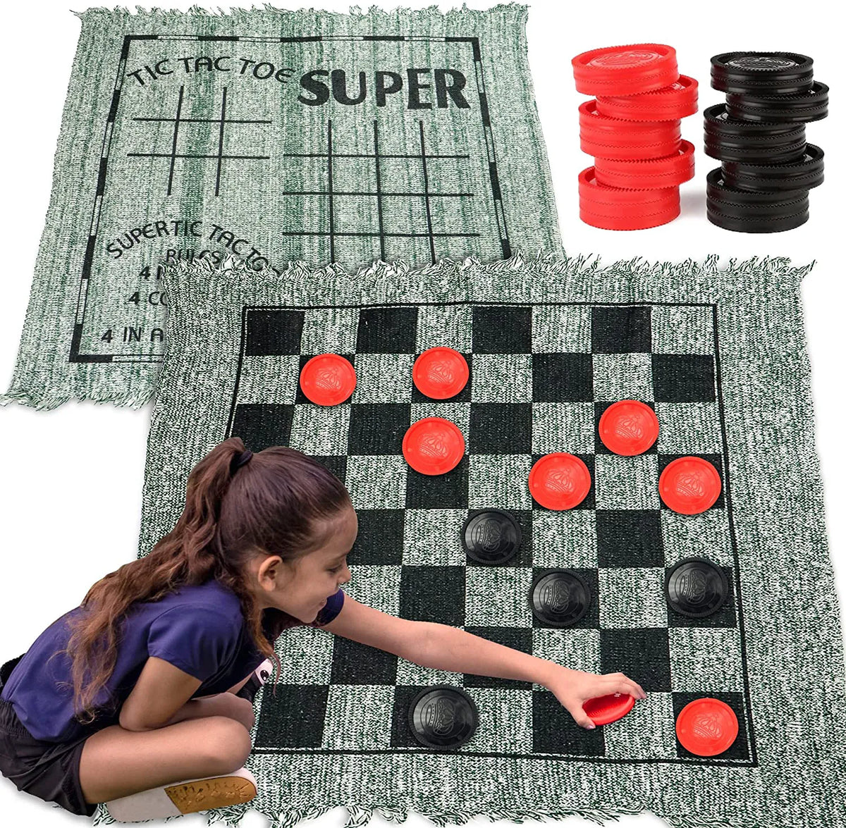 FIELDAY Giant Checkers and Tic Tac Toe Game