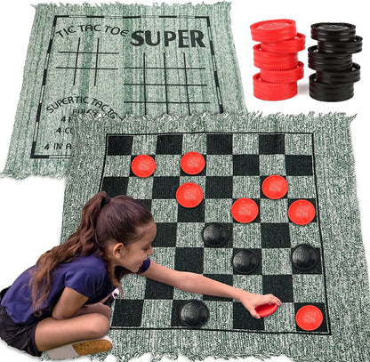 FIELDAY Giant Checkers and Tic Tac Toe Game