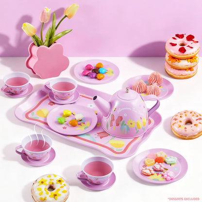 Fairy Blossom Tea Party Set for Girls Ages 3-6 - Leak-Proof Princess Teapot Set with Cups, Plates & Carrying Case