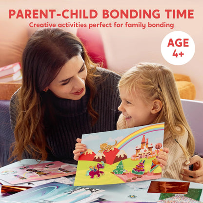 Foil Art Kit for Kids with Foam Stickers - Creative Travel Toys & Birthday Gifts