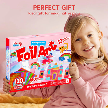 Foil Art Kit for Kids with Foam Stickers - Creative Travel Toys & Birthday Gifts