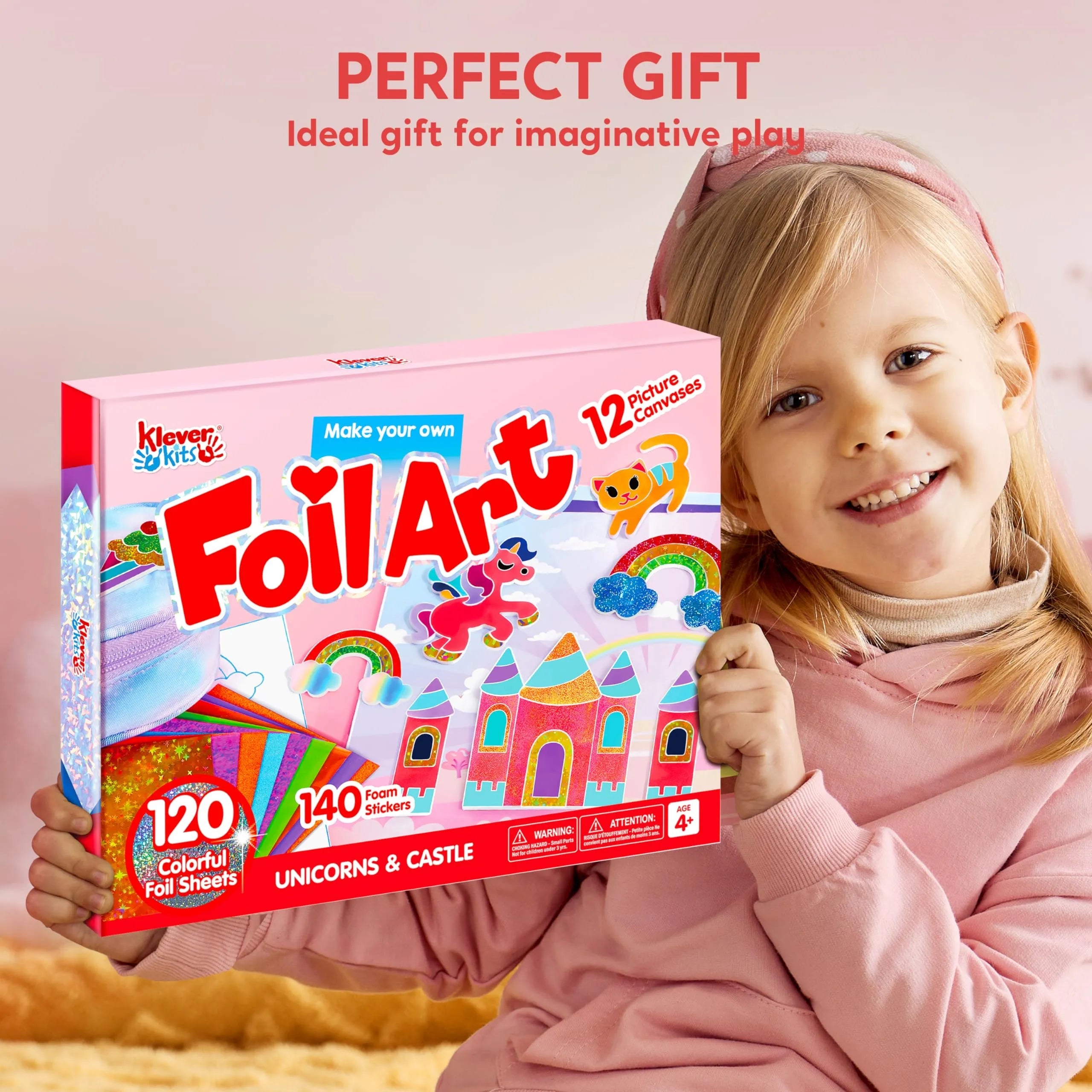 Foil Art Kit for Kids with Foam Stickers - Creative Travel Toys & Birthday Gifts