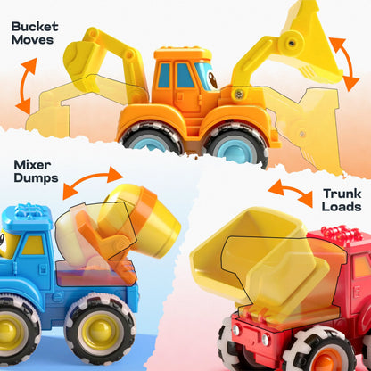 GlowRover 3-Pack Light-Up Construction Monster Truck Toys