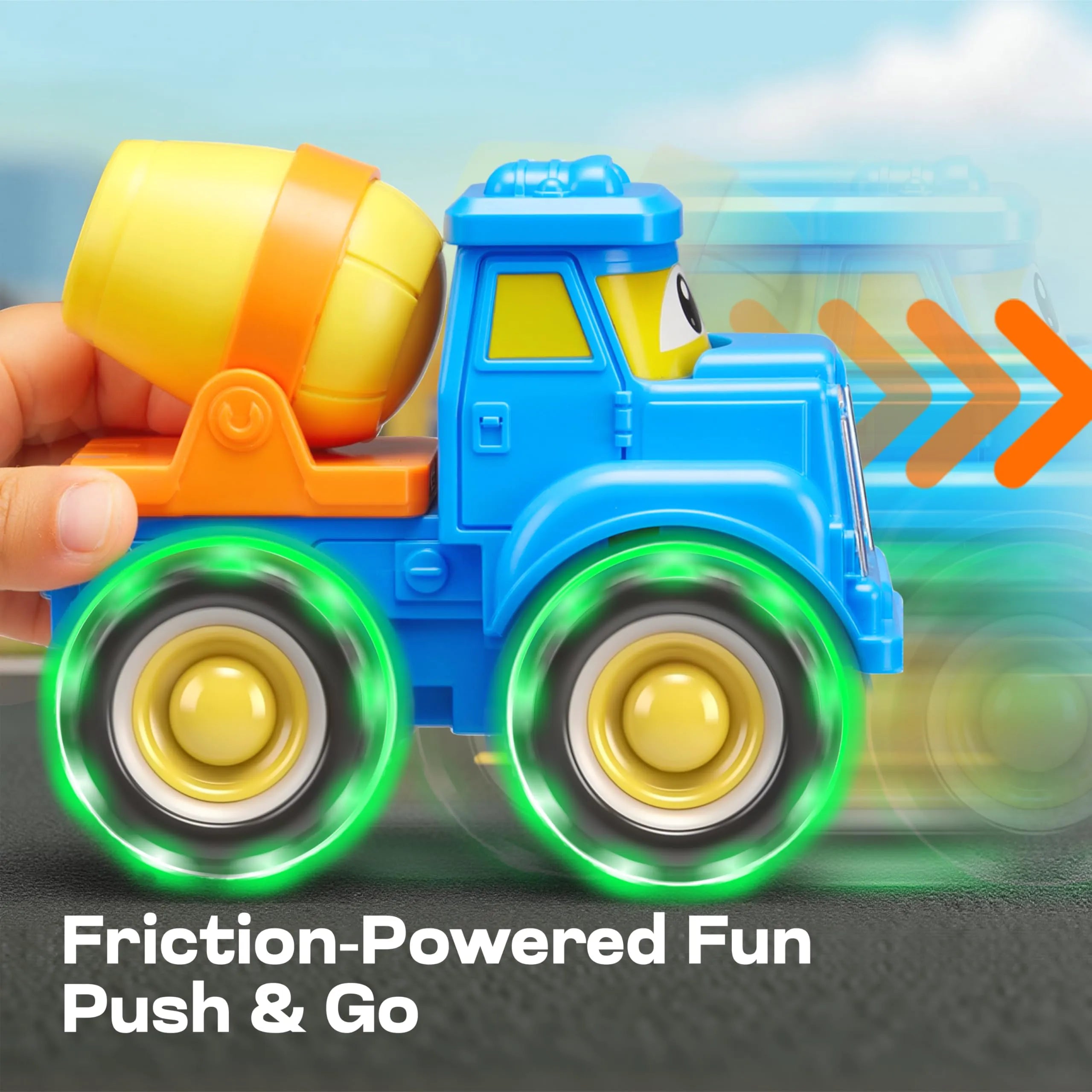 GlowRover 3-Pack Light-Up Construction Monster Truck Toys