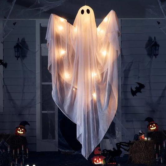 Spooky White LED Ghost Hanging Decoration (47in) for Halloween