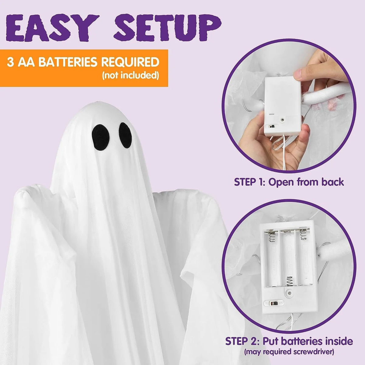 Spooky White LED Ghost Hanging Decoration (47in) for Halloween