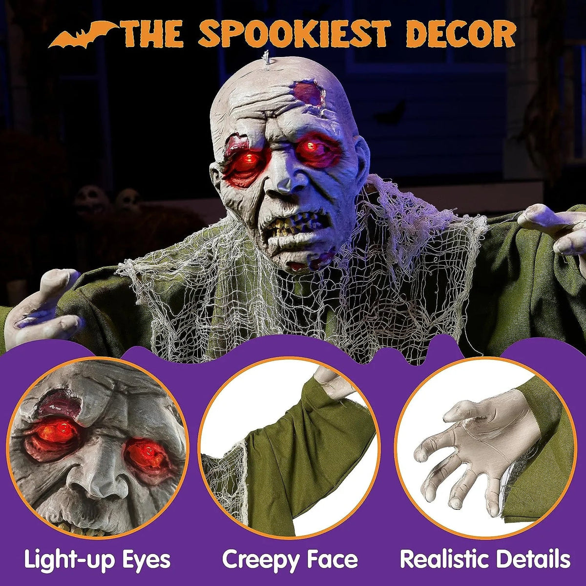JOYIN Halloween Animated Zombie Groundbreaker with Movable Arms