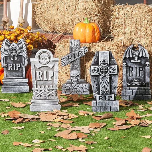 17-Inch Halloween Foam RIP Graveyard Tombstones (5-Pack)