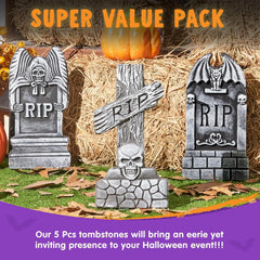 17-Inch Halloween Foam RIP Graveyard Tombstones (5-Pack)