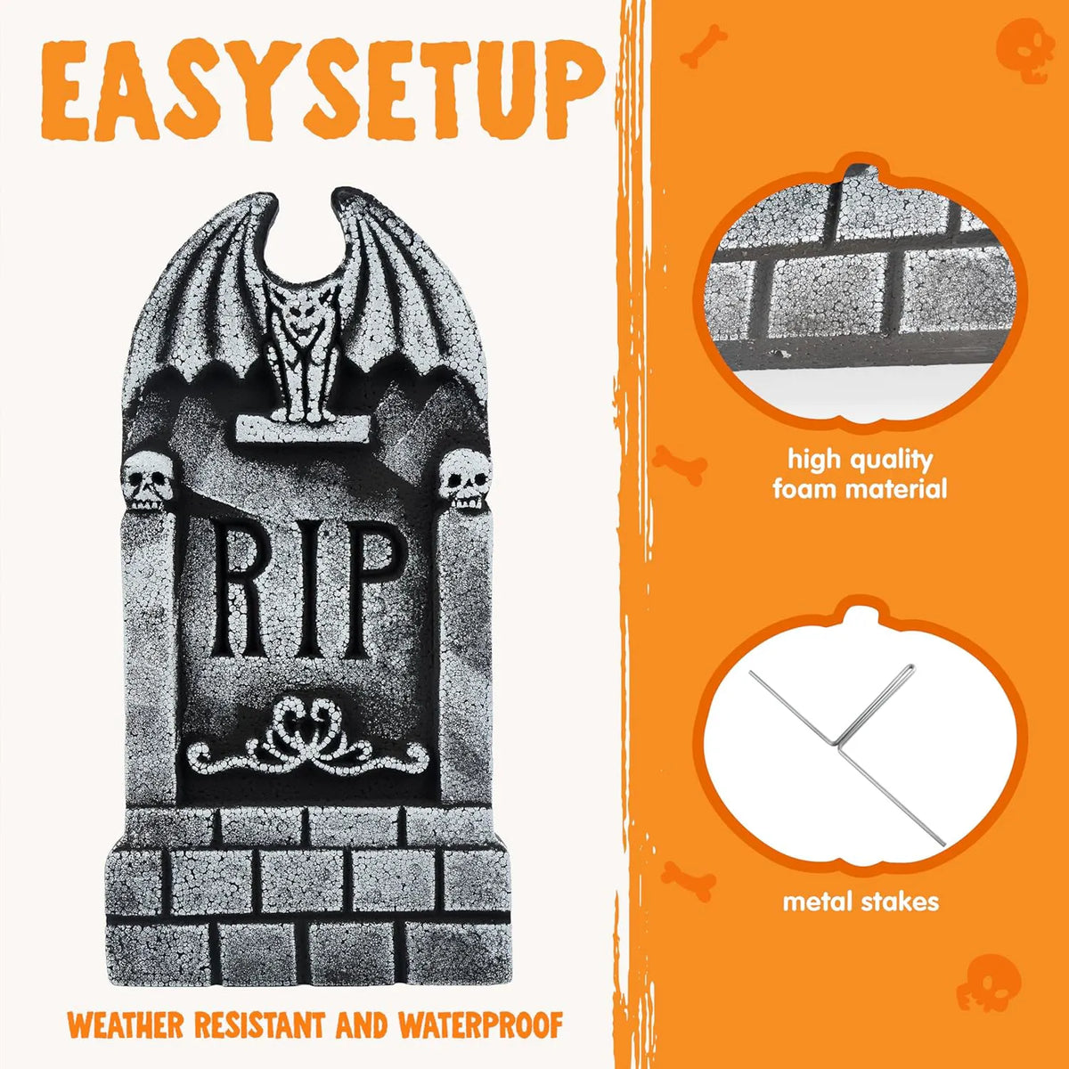 17-Inch Halloween Foam RIP Graveyard Tombstones (5-Pack)