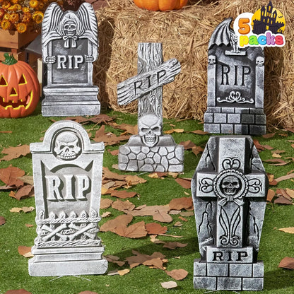 17-Inch Halloween Foam RIP Graveyard Tombstones (5-Pack)