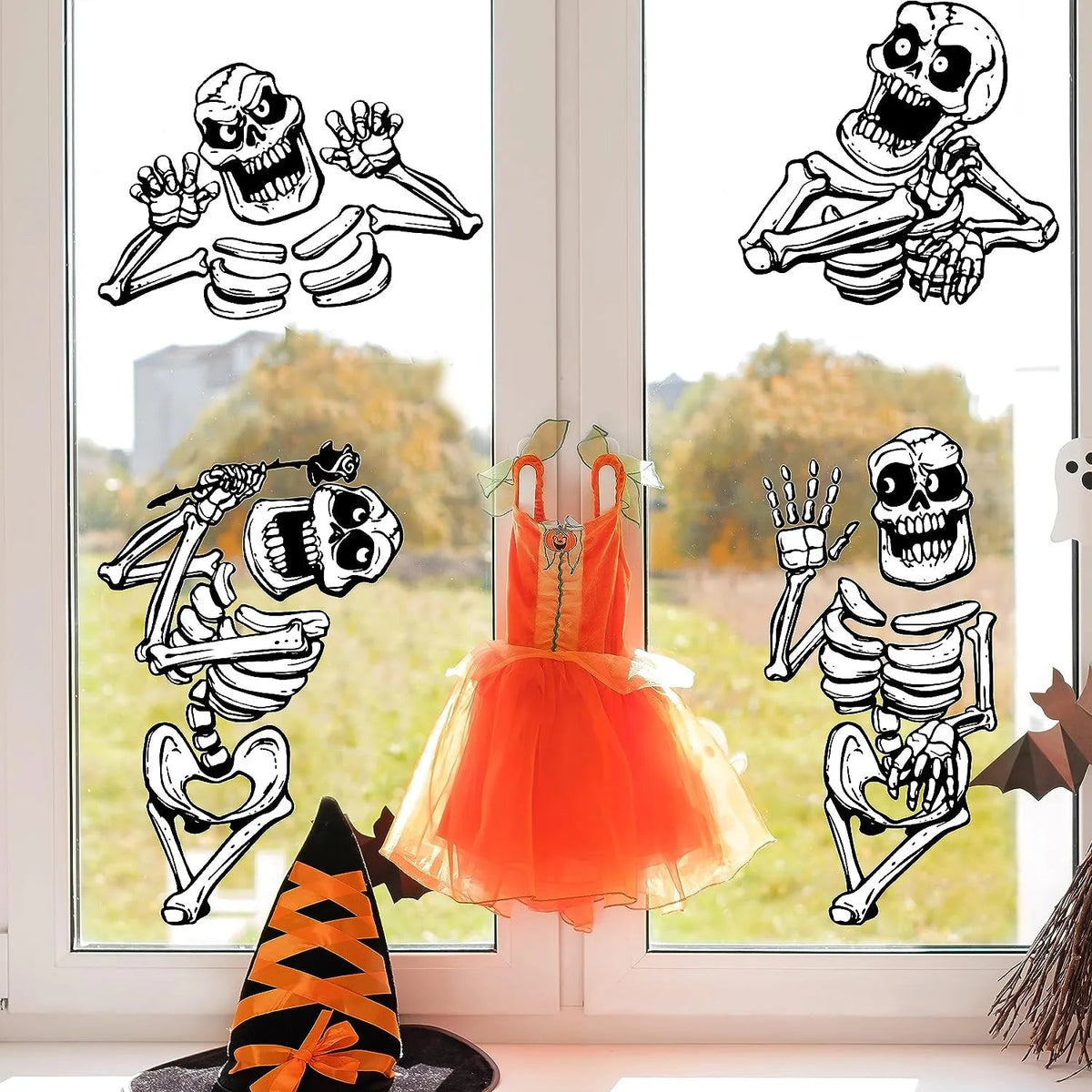 JOYIN Halloween Skeleton Window Clings for Glass Walls