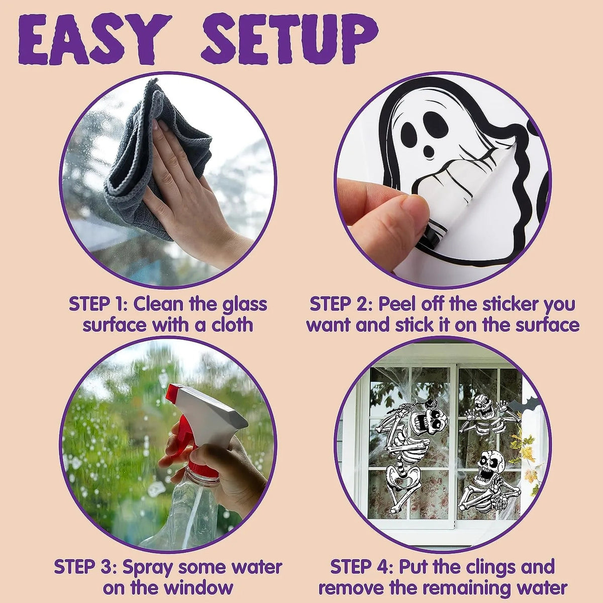 JOYIN Halloween Skeleton Window Clings for Glass Walls