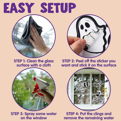 JOYIN Halloween Skeleton Window Clings for Glass Walls