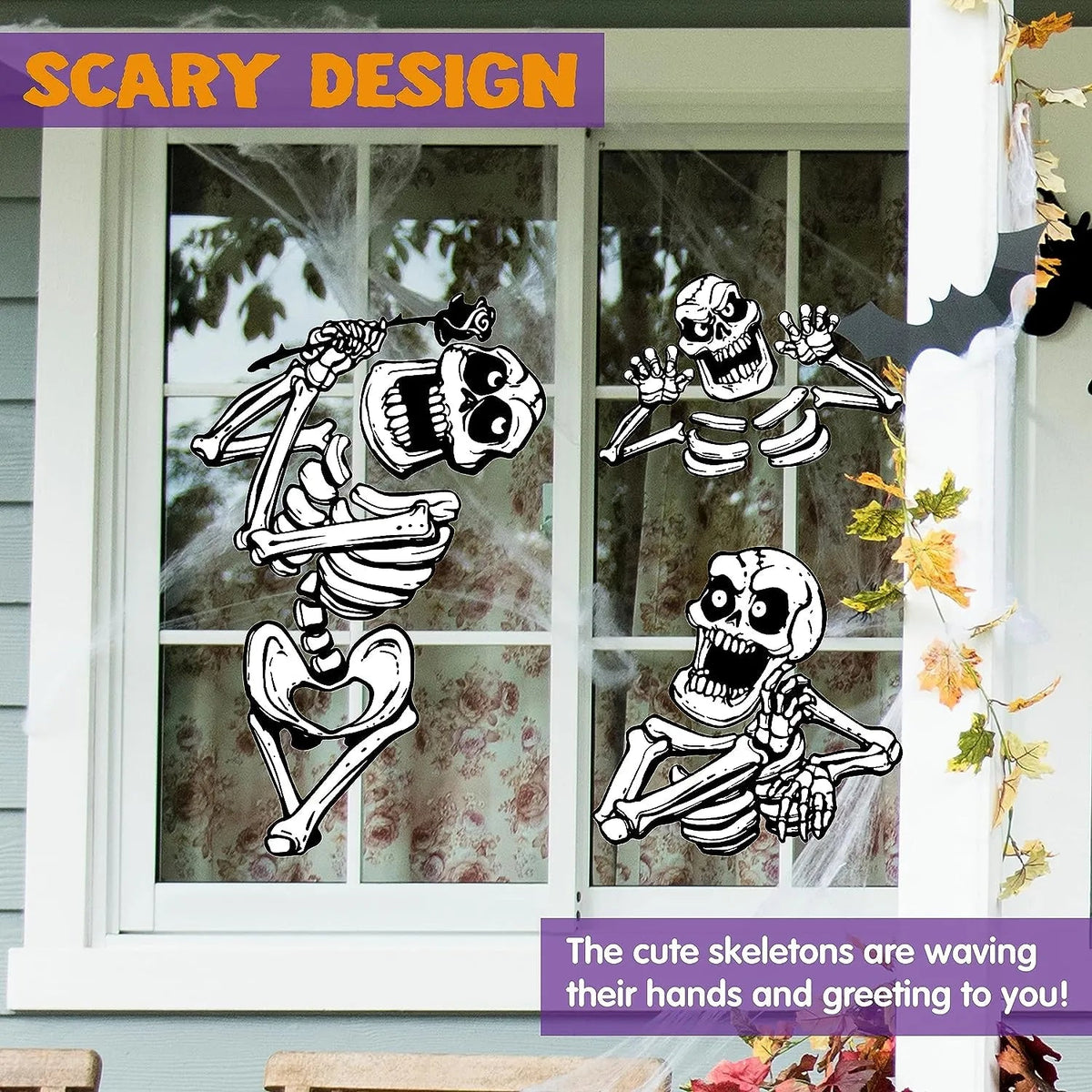 JOYIN Halloween Skeleton Window Clings for Glass Walls