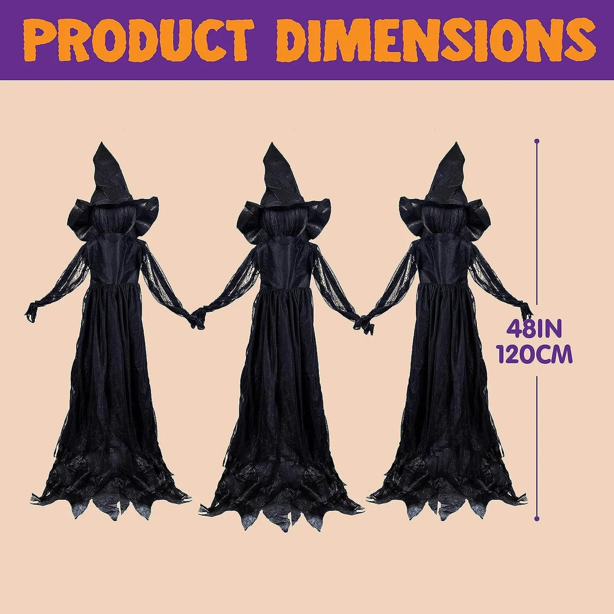 3-Pack 4.2 ft Halloween Witch Yard Decorations