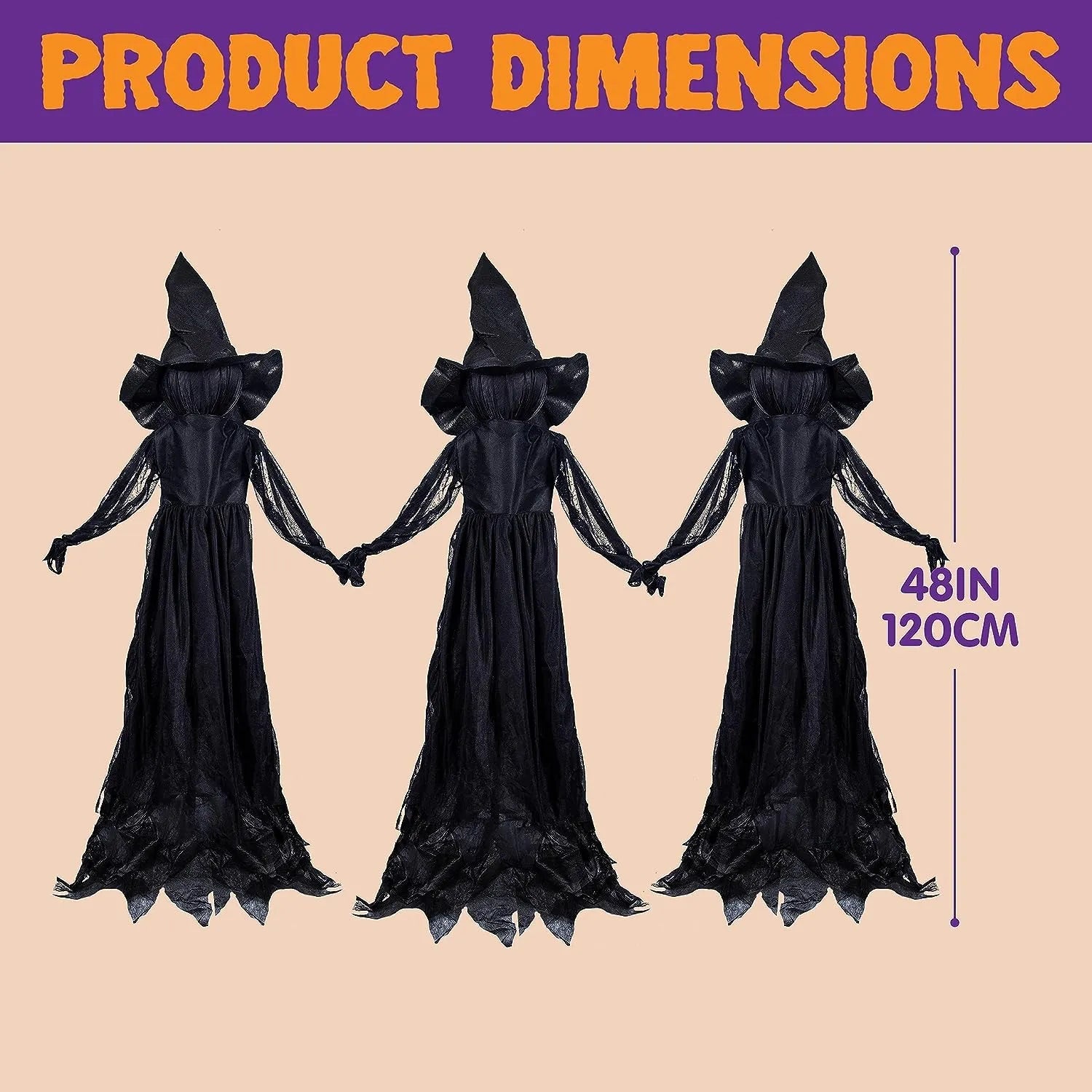 3-Pack 4.2 ft Halloween Witch Yard Decorations