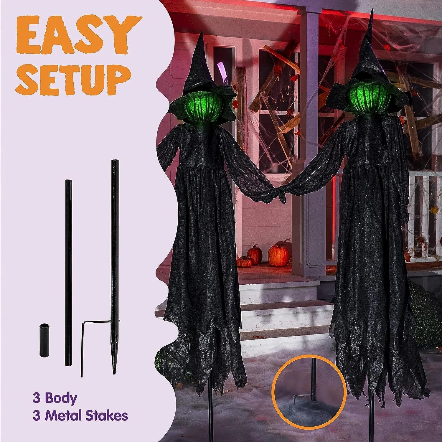 3-Pack 4.2 ft Halloween Witch Yard Decorations