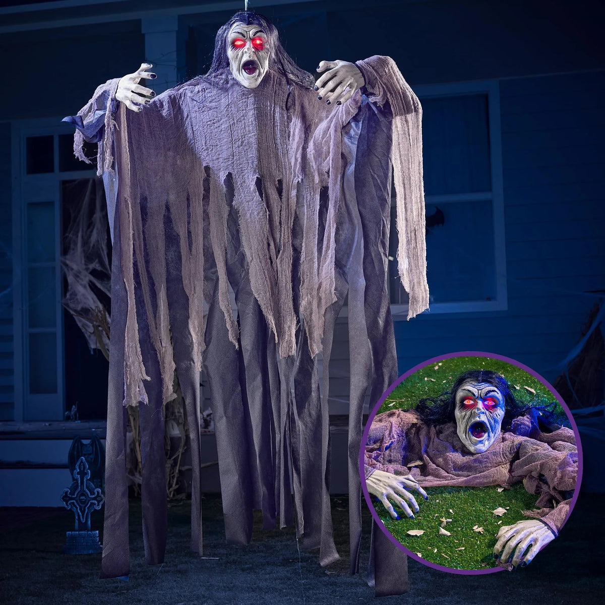 Green Crawling Creepy Halloween Hanging Zombie Groundbreaker