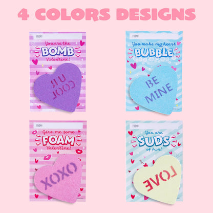 Valentine's Day Heart Shape Soap - 12 Pack Heart Soap Bath Bombs with Cards
