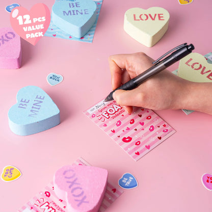 Valentine's Day Heart Shape Soap - 12 Pack Heart Soap Bath Bombs with Cards