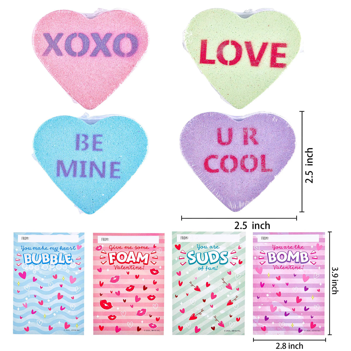 Valentine's Day Heart Shape Soap - 12 Pack Heart Soap Bath Bombs with Cards