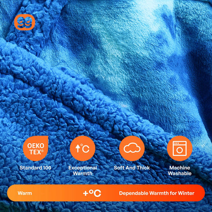 Adult Sherpa Wearable Blanket - Dark Blue Tie Dye