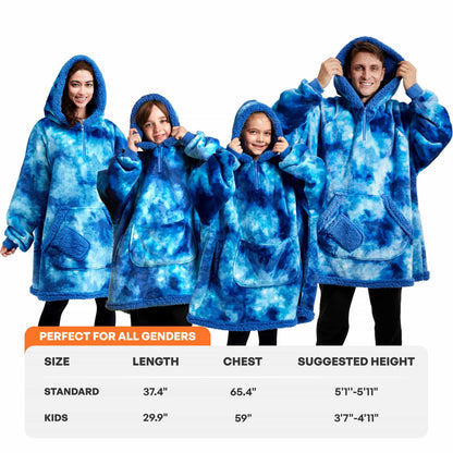 Adult Sherpa Wearable Blanket - Dark Blue Tie Dye