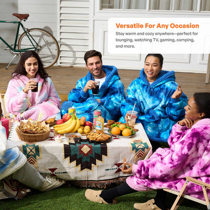 Adult Sherpa Wearable Blanket - Dark Blue Tie Dye