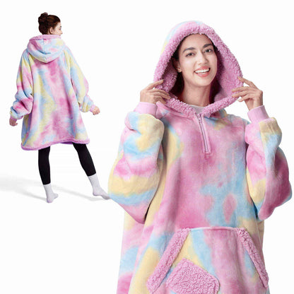 Adult Sherpa Wearable Blanket - Cotton Candy Tie Dye