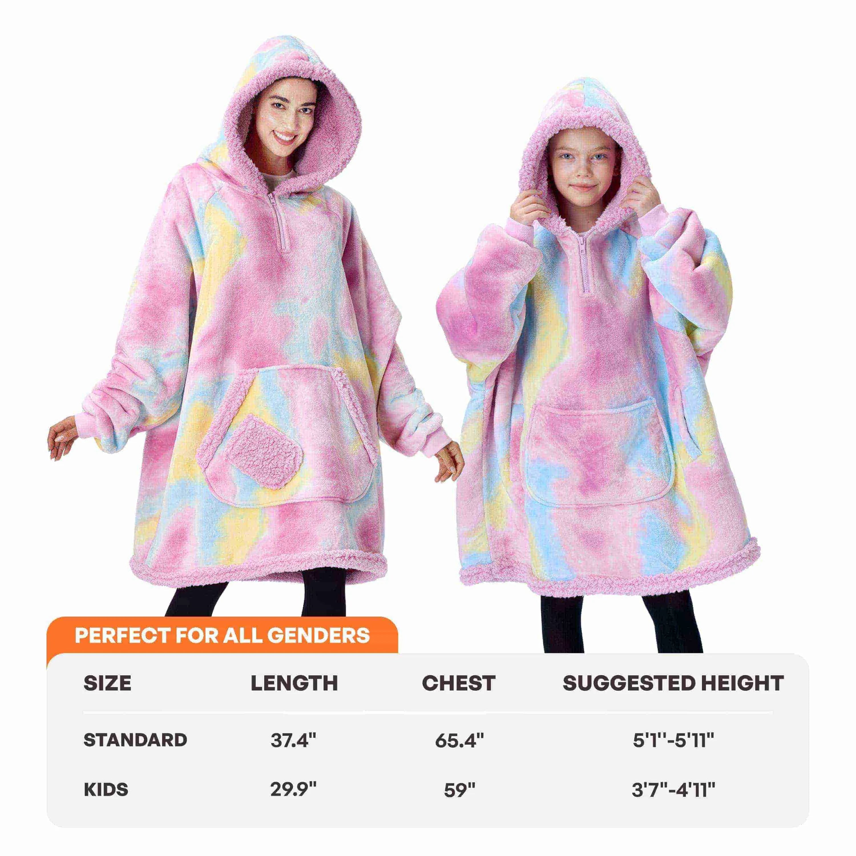 Adult Sherpa Wearable Blanket - Cotton Candy Tie Dye