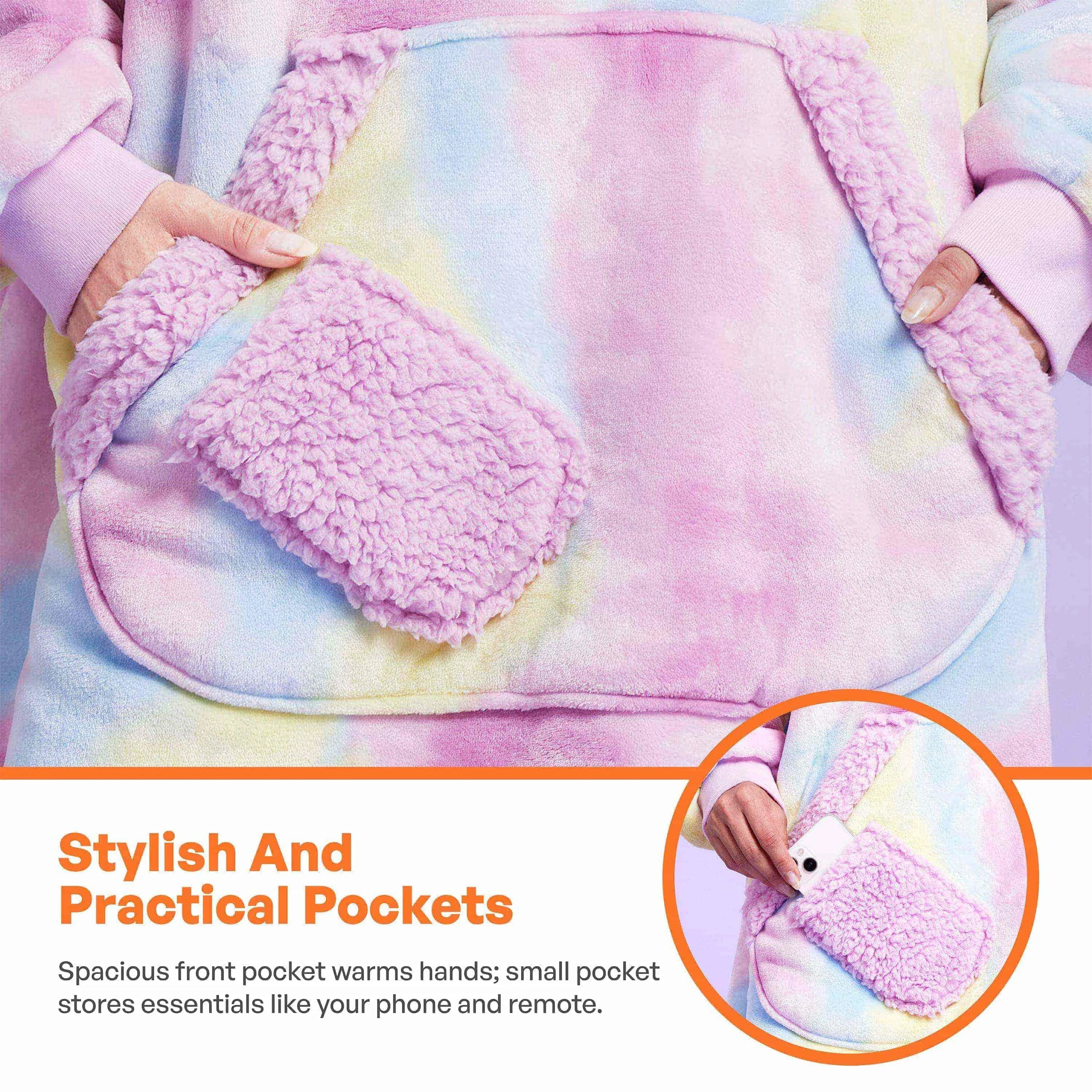 Adult Sherpa Wearable Blanket - Cotton Candy Tie Dye