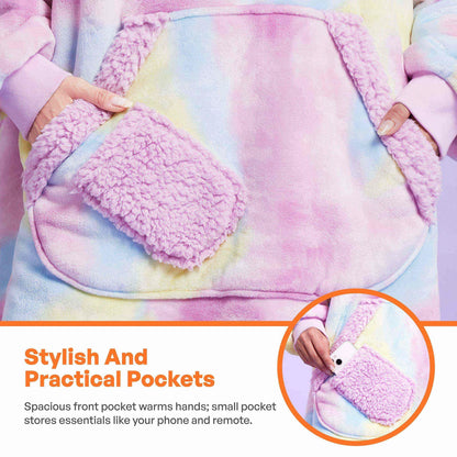 Adult Sherpa Wearable Blanket - Cotton Candy Tie Dye
