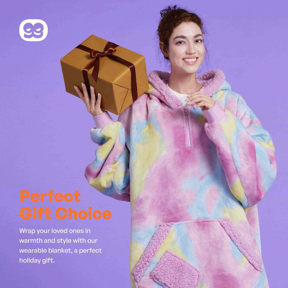Adult Sherpa Wearable Blanket - Cotton Candy Tie Dye