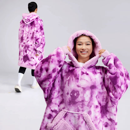 Adult Sherpa Wearable Blanket - Purple Tie Dye