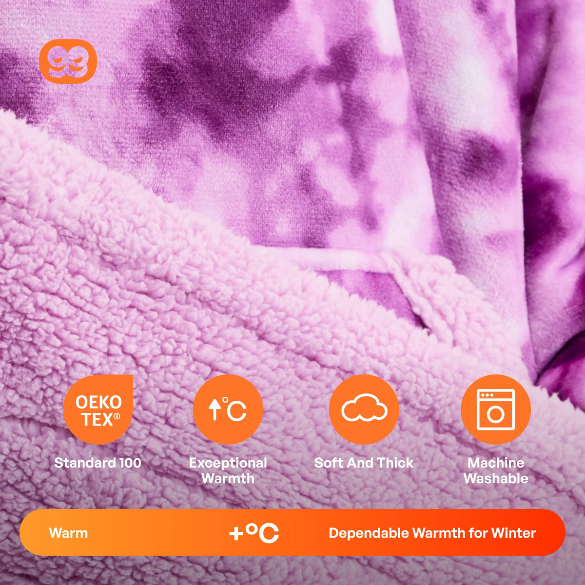 Adult Sherpa Wearable Blanket - Purple Tie Dye