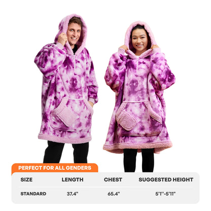 Adult Sherpa Wearable Blanket - Purple Tie Dye