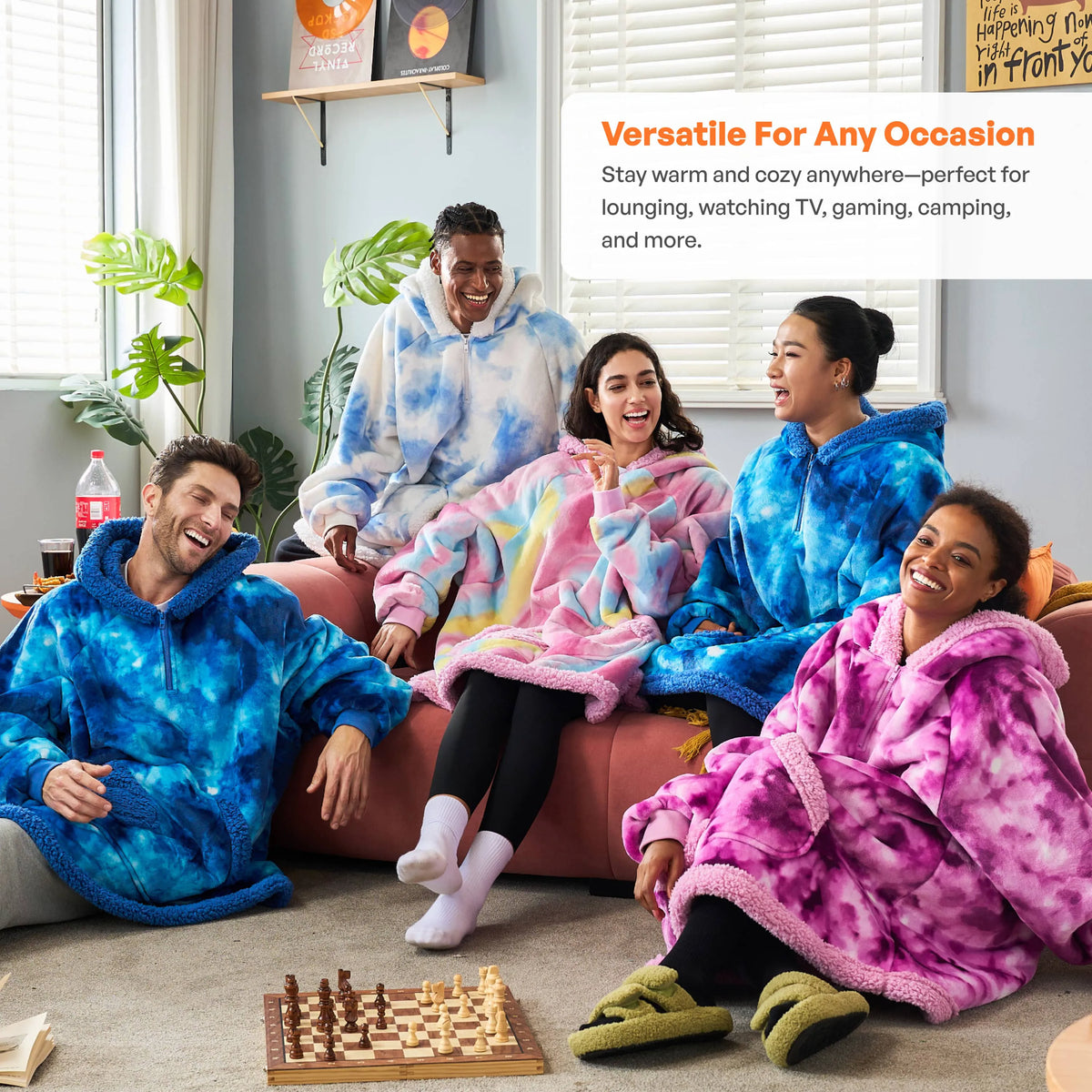 Adult Sherpa Wearable Blanket - Purple Tie Dye