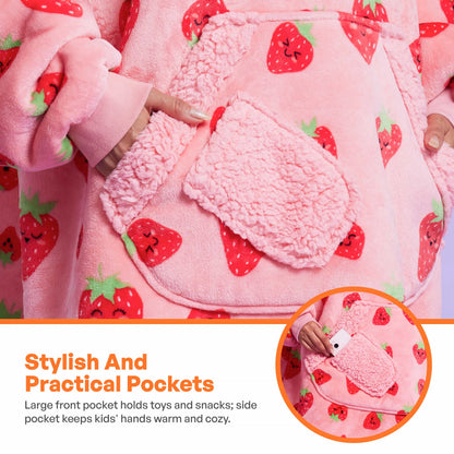 Adult Sherpa Wearable Blanket - Strawberry