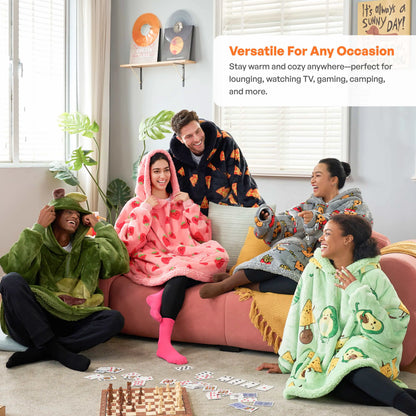 Adult Sherpa Wearable Blanket - Strawberry