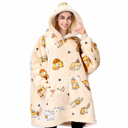 Adult Sherpa Cat Wearable Blanket
