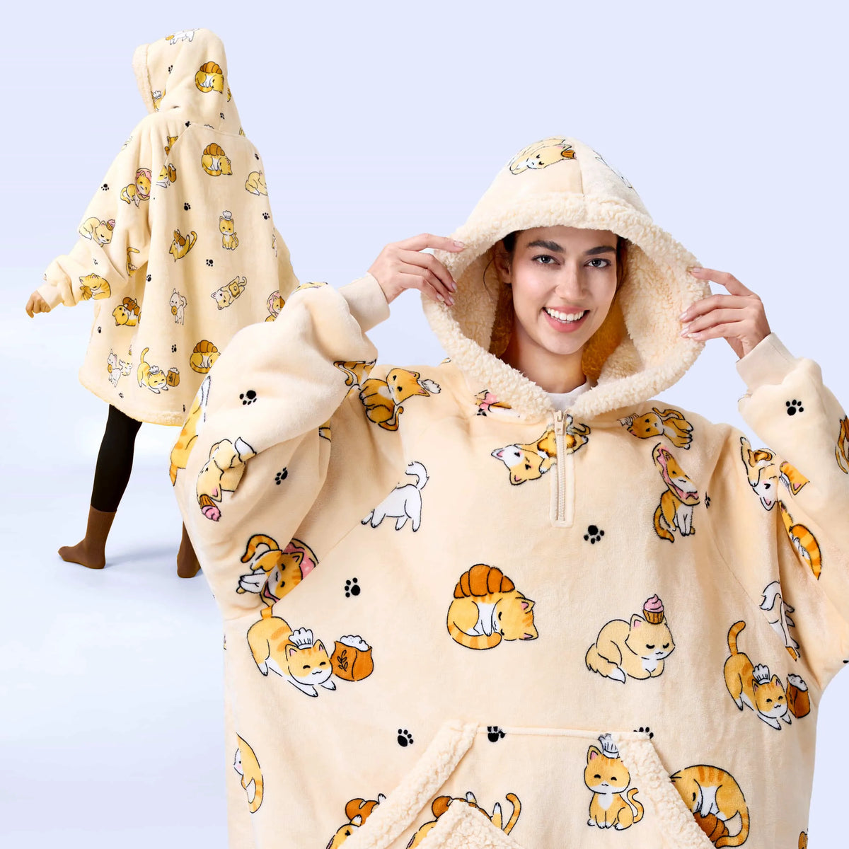 Adult Sherpa Cat Wearable Blanket
