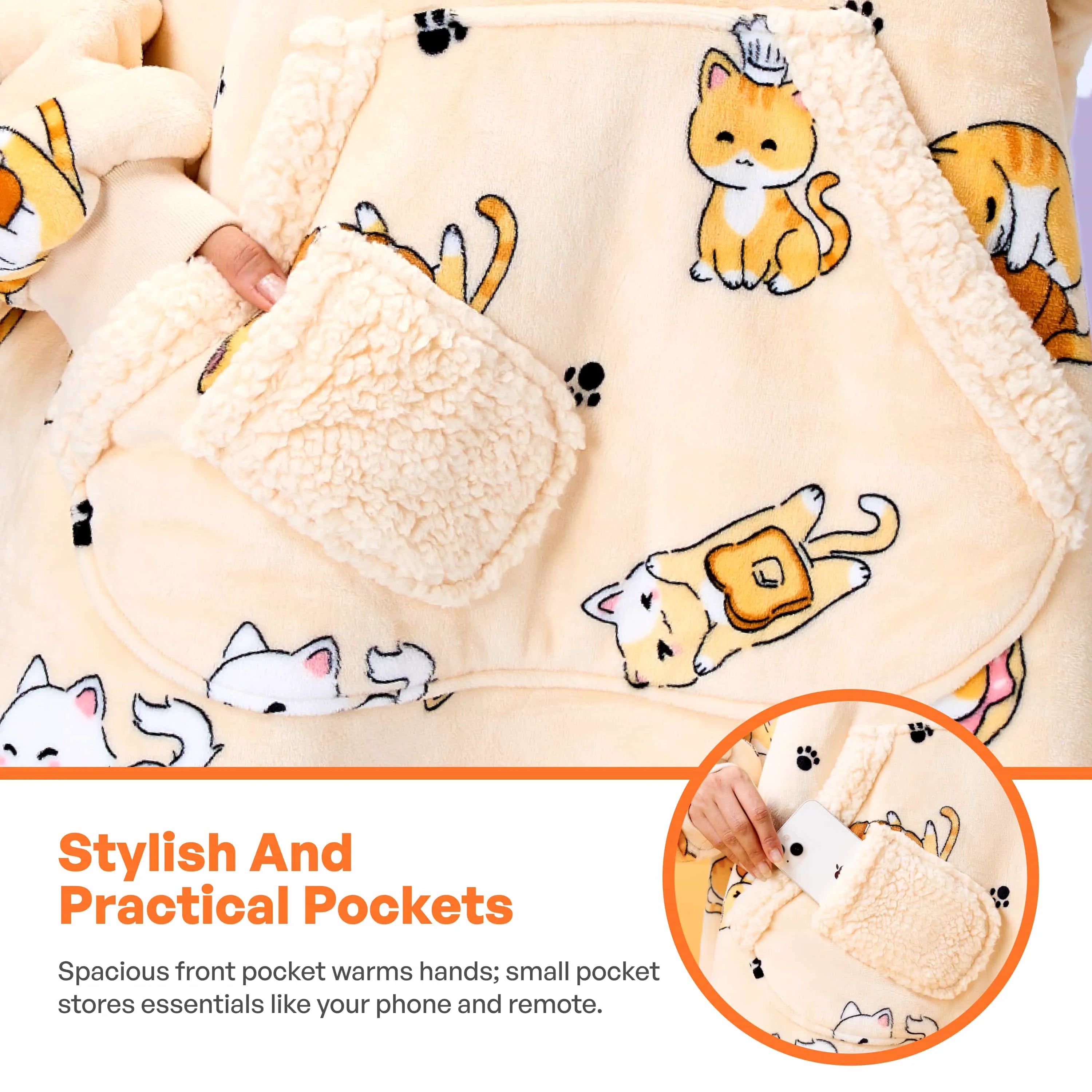 Adult Sherpa Cat Wearable Blanket