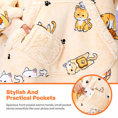 Adult Sherpa Cat Wearable Blanket